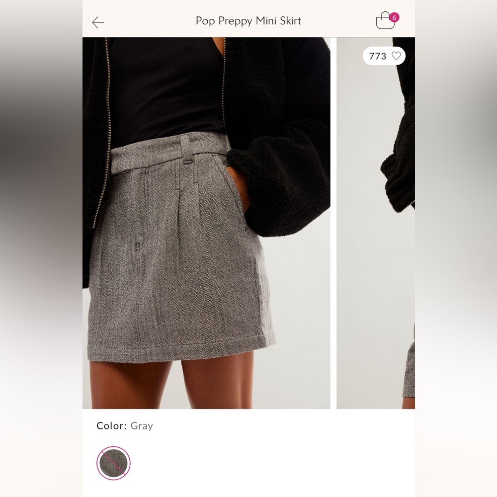 Gray Twill Mini Skirt - Free People